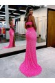 Long V-Neck Sleeveless Sweep Train Velvet Sequin Prom Dress with High Slit Melbourne