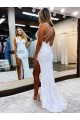 Sleeveless V-Neck Long Floor Length Velvet Sequin Prom Dress with Slit Melbourne
