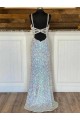 V-Neck Sleeveless Long Sweep Train Velvet Sequin Prom Dress Melbourne