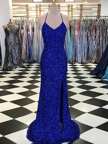 V-Neck Sleeveless Long Velvet Sequin Prom Dress Melbourne