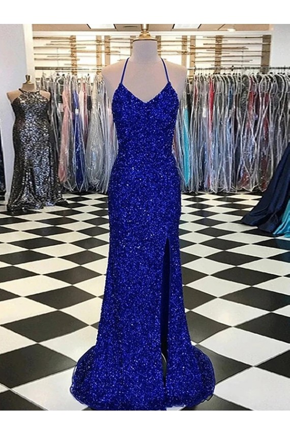 V-Neck Sleeveless Long Velvet Sequin Prom Dress Melbourne