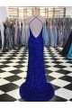 V-Neck Sleeveless Long Velvet Sequin Prom Dress Melbourne
