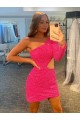 One Shoulder Long Sleeves Short Velvet Sequin Homecoming Dress / Prom Dress Melbourne