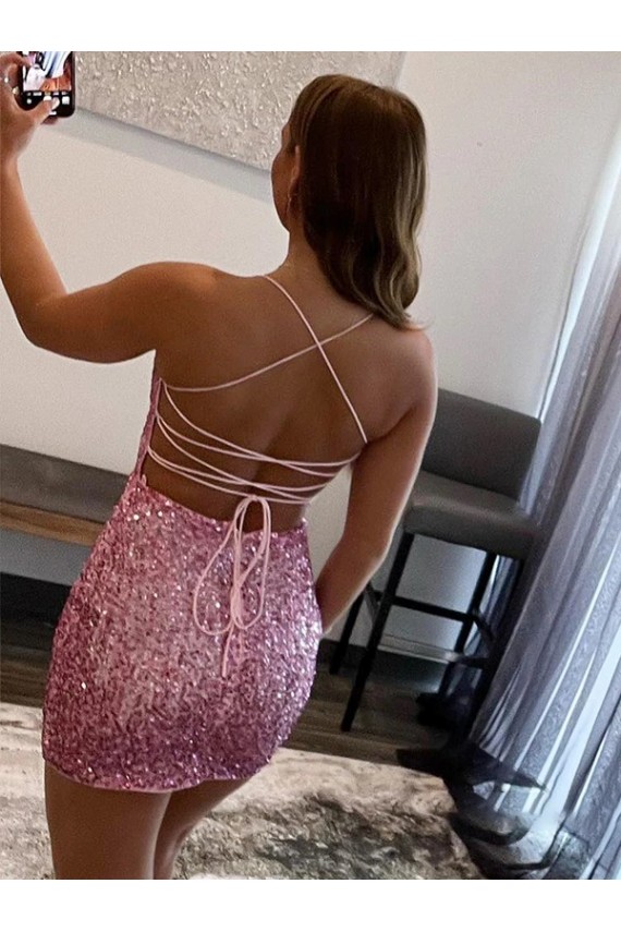 Spaghetti Straps Sleeveless Short Velvet Sequin Homecoming Dress / Prom Dress Melbourne