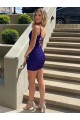 Short V-Neck Sleeveless Velvet Sequin Homecoming Dress / Prom Dress Melbourne