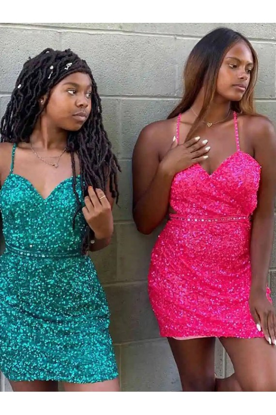 V-Neck Sleeveless Short Velvet Sequin Cocktail Dress Melbourne