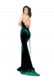 High Neck Formal Stretch Velvet Bridesmaid Dress / Prom Dress with Black Lace Embroidery Melbourne