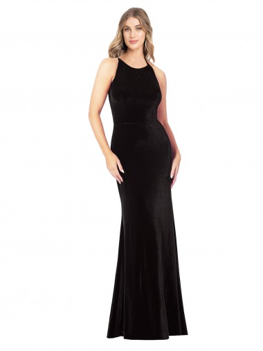 Shop Vintage Velvet High Neck Formal Bridesmaid Dress / Prom Dress with Strappy Back Melbourne