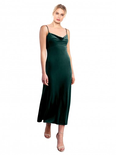 Shop Midi Cocktail Length Cowl Neck Velvet Slip Bridesmaid Dress / Prom Dress Melbourne