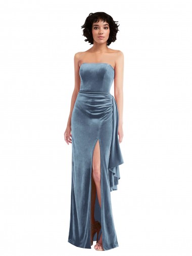 Strapless Formal Velvet Maxi Bridesmaid Dress / Prom Dress with Draped Skirt Melbourne