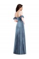 Ruffle Sleeve Off the Shoulder Velvet Maxi Bridesmaid Dress / Prom Dress