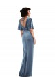 Flutter Sleeve Open Back Velvet Maxi Bridesmaid Dress / Prom Dress with Draped Wrap Skirt Melbourne