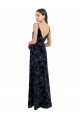 Floral Velvet Surplice V-Neck Long Bridesmaid Dress with V-Back Melbourne