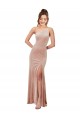 One Shoulder Formal Stretch Velvet Bridesmaid Dress / Prom Dress with Front Slit Melbourne
