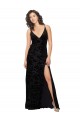 V-Neck Cowl Back Floral Velvet Bridesmaid Dress with Front Slit and Deep V-Neck Melbourne