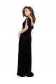 Split Sleeves V-Neck Floral Velvet Bridesmaid Dress with Front Slit Melbourne