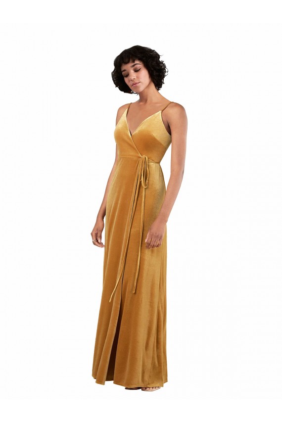 Romantic Velvet Floor Length Formal Bridesmaid Dress / Prom Dress with Wrap Detail Melbourne
