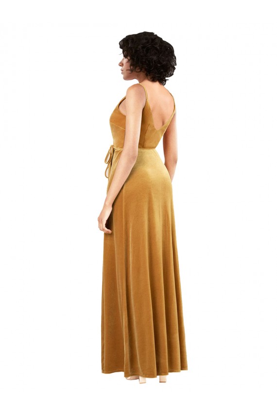 Romantic Velvet Floor Length Formal Bridesmaid Dress / Prom Dress with Wrap Detail Melbourne