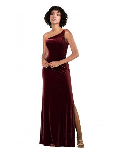 Shop Formal One Shoulder Floor-Length Velvet Bridesmaid Dress / Prom Dress Melbourne