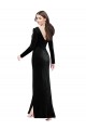 Long Sleeves Formal Velvet Bridesmaid Dress / Prom Dress with V-Neckline and Thigh Slit Melbourne