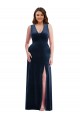 Deep V-Neck Sleeveless Formal Velvet Maxi Bridesmaid Dress / Prom Dress with Pockets Melbourne