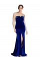 Strapless Ruched Formal Velvet Bridesmaid Dress / Prom Dress with Sweep Train and Front Slit Melbourne