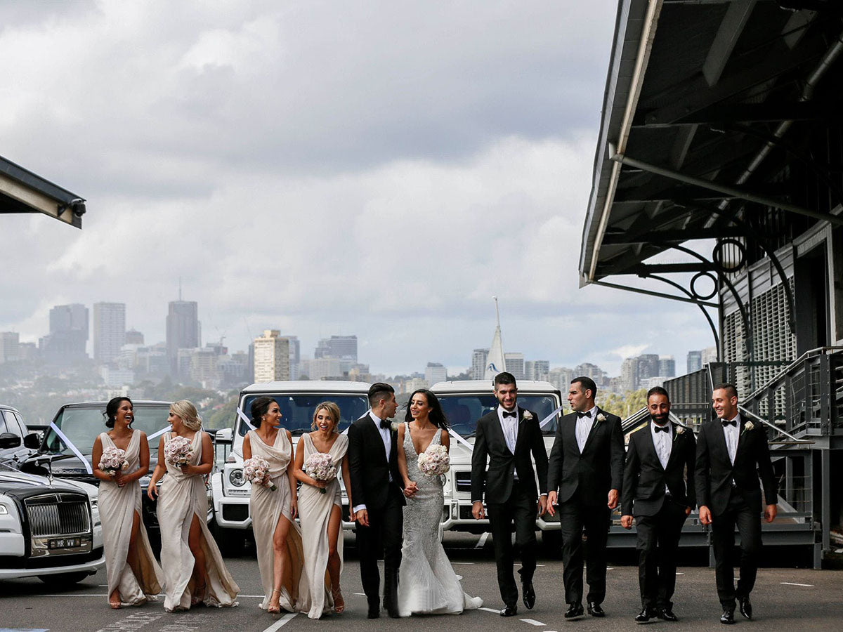 Full Length Luxe Chiffon Long Champagne bridesmaid dresses Melbourne with Sexy High Slit and Front Ruffles